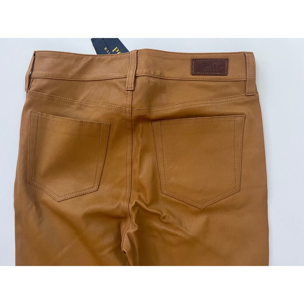 Polo Ralph Lauren Women's Lambskin Leather Legging Jeans Pants Brown Size 4 $998 - Picture 8 of 16